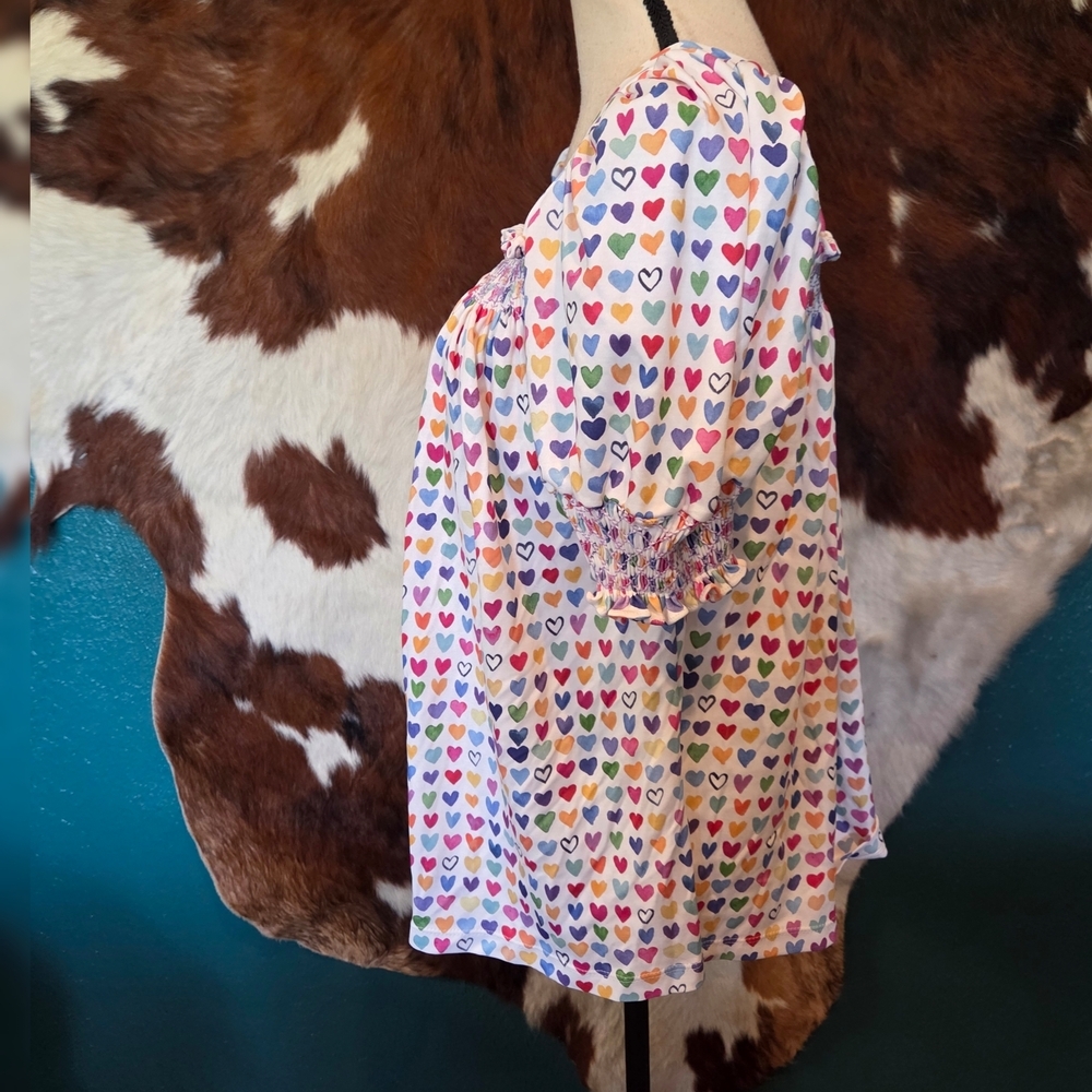 Colorful Heart Print Girls Dress - Picture 5 of 8